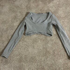 Zara long sleeve gray crop top